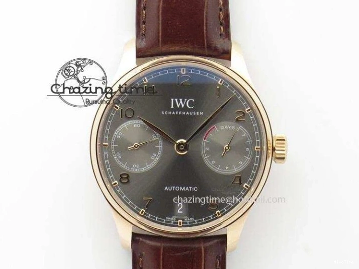 MIROTIME 0126 ModernLook Portuguese IW371445 ZF 1:1 Best Edition SS White Dial Gold Markers On Brown Leather Strap A79350 V 7269